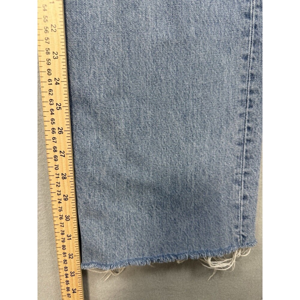 Zara Distressed Wide Leg Jeans Raw Hem Ripped Knee Blue Sz USA 4 EUR 36 - Picture 6 of 14
